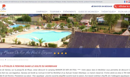 ♣ PLEIN AIR LOCATIONS - CAMPING MANOIR DE KER AN POUL (CLEF VERTE)